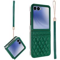 For Samsung Galaxy Z Flip 7/6/5/4 Phone Case with Bank Card Slot With Telescopic Hinge Protection, Wrist Strap,Fashion Style Galaxy Z Flip7 žalia