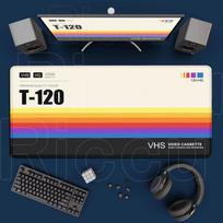 Computer Mousepad Non-slip Gamer Table Pad Retro VHS Style Mouse Pad Keyboard Mice Accessories HD Print Carpet Lock Edge Thicken 30cmx60cm(11.8x23.6inch) purple