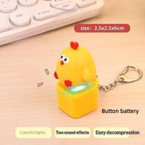 Portable Keychain Chicken Frog Keyboard Fidget Toy Clicker Finger Button for Relaxation yellow