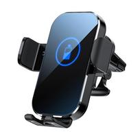 15 W automobilinis telefono laikiklis, belaidis įkroviklis, tvirtinamas prie oro išleidimo angos, 360 laipsnių pasukamas laikiklis, greitas įkrovimas, automatinis jutiklis gray