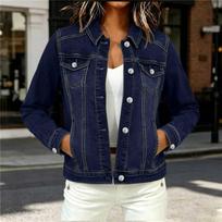 Denim Jacket with Pockets – Slim Fit Casual Everyday Outerwear M black