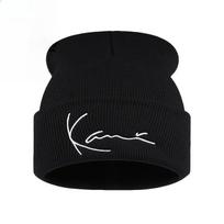 Karl Kani Retro Letter Embroidered Knitted Hat For Men And Women Winter Warmth Hooded Knitted Hat juoda