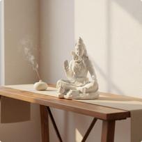 Sacred Shiva Murti Intricate Detailing Idol Detailed Carving Spiritual Decor for Desktop, S beige