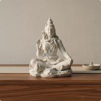 Sacred Shiva Murti Intricate Detailing Idol Detailed Carving Spiritual Decor for Desktop, L gray