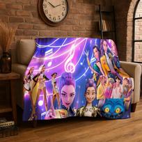Kpop Rumi Mira Zoey Cartoon Group Flannel Blanket Soft Warm Throw Blanket for Bedroom Living Room Bed Travel Gift 100x150cm blue