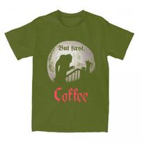 But First Coffee Nosferatu Horror Film T Shirt Fashion T-Shirts Short Sleeves Tops Summer 100 Cotton Crew Neck Oversize Tees 3XL gray