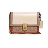 Coach Hutton Color Block Lock Closure Leather Small Square Chain Bag Women bags Brown White C2795-B4SD2 Basic Set (Bag+Dust Bag) beige