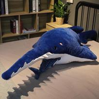 140cm Creative Play Sawtooth Shark Plush Toy Soft Texture Stuffed Cartoon Long Mouth Fish Doll Bed Sleep Pillow Sofa Cushion Birthday Surprise Gifts 55cm blue