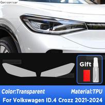 Car Headlight Protection Transparent Anti-Scratch Protective Film TPU Stickers For Volkswagen ID.4 Crozz -2024 Accessories Transparent gray