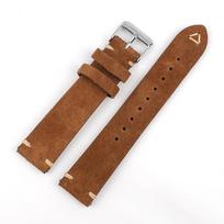 Suede odos laikrodžio dirželis 18mm 19mm 20mm 21mm 22mm 24mm Pilkas Vintažinis Juostelės Pakeitimas Apyrankė Rankų darbo Siuvimas Laikrodžio dirželis 24mm silver buckle ruda