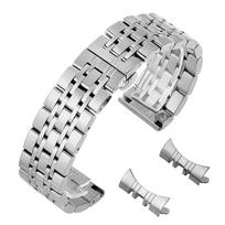 Lenktas galas, vientiso nerūdijančio plieno laikrodžio apyrankė Tissot drugelio sagtimi, 14/16/18/19/20/21/22 mm, universali metalinė apyrankė 19mm sidabras