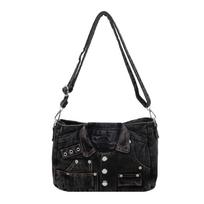 Retro Denim Rivet Crossbody Bag - Large Capacity Shoulder & Travel Handbag