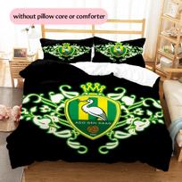 ADO Den Haag Pattern Bedding Quilt Set  Home Decoration  Gift (1 * duvet cover + 2 * pillowcase  without core) 135x200cm black