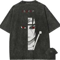 Naruto Uchiha Itachi T-Shirt Sharingan Vintage Washed Top M black
