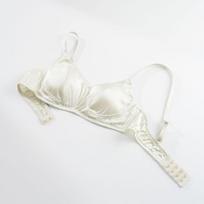 French Triangle‑Cup Silk Bra High Side‑Support Satin Ultra‑Thin Mulberry Silk Women Brassiere XXL šviesiai žalios spalvos