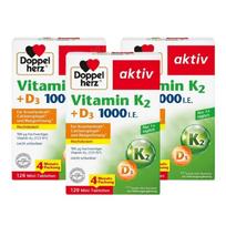Doppelherz Vitamin K2 100mcg D3 1000IU Mini Tablets K2 D3 3 pcs 120 Tablets