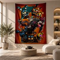 Decorative Tapestry,Five Nights at Freddy’s Printed Wall Art, Lightweight Wall Hanging For Bedroom Background 100cmx150cm black