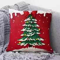 Kalėdinė sofos pagalvė raudona pagalvėlė Nordic nauja pagalvės užvalkalas šventinė puošyba sofa svetainės atlošas flannel 45x45cm double-sided [without pillow core] red