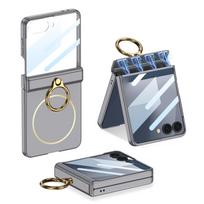Suitable for Samsung Z Flip7 Folding Mobile Phone Case Ultra Thin Shaft Full Inclusive Ring Fashionable Magnetic Thin Ring Wireless Charging SM-Flip7 gray