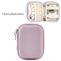 Portable Shockproof Camera Case Mini Waterproof Camera Holder PU Leather Storage Bag Camera Accessories violetinė