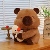 Cute Capybara Plush Toy Kawaii Hug Yellow Duck Stuffed Cartoon Animal Plushie Soft Capibara Doll Birthday Gift Room Decor 22cm brown