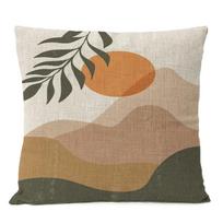 Namų dekoratyvinis geometrinis bohemiškas tropinis lininis pagalvės užvalkalas Boho augalinis mesti pagalvę meno pagalvėlės dekoracija sofos pagalvės užvalkalas Peach skin 50*50(CM)-1Pcs beige