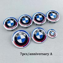 7Pcs car wheel center caps Blue-white Hood Emblem Rear Trunk logo For BMW mini E36 E46 F20 E90 E30 E91 F10 F30 X5 X3 accessories 74 74 56x4 45 gray