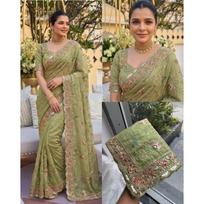 New Launch – Premium Star Georgette Embroidered Party Wear Saree beige