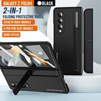 S Pen For Samsung Galaxy Z Fold4 5 6 Case with Kickstand and Pen Holder Back Protector Standing Cover SPen Pocket For Z Fold 4 5 For Z Fold 6 white