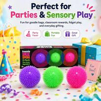 NeeDoh Spiky Squishy Stress Ball 3-Pack 5cm Soft Sensory Fidget Toy Textured Surface Anti-Anxiety Portable Relaxing Gift for Kids Adults Party Favors 3pcs/box