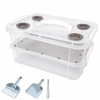 Double-Layer Bread Worm Filter Feeding Box Moisture-proof Live Feed Storage Box  Lizards Fine net white