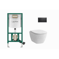 Laufen WC rėmas INEO su juodu mat. klavišu HORIZON ir WC LUA Rimfree + dangtis