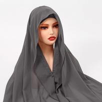 New Arrival Chiffon Instant Hijab With Bulit-in Magnets Printed Easy To Wear Shawl Wrap With Undercap For Muslim Women gray