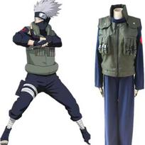 Japoniškų anime animacinių filmų kosplėjaus kostiumai Hatake Kakashi pilnas komplektas žalias nindzės unisex liemenės drabužis M gray