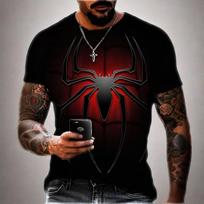 Vasarinis spalvingas vyriškas viršus T-shirt 3D spausdintas Žmogus-voras Venom raštas Kasdienis mados trumpomis rankovėmis drabužis L black