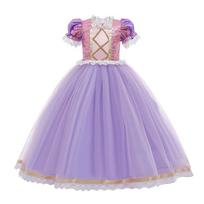 2023 Rapunzel Mergaitės Princesės Suknelė Vaikų Šventės Cosplay Kostiumas Violetinė Ilgomis Rankovėmis Tinklelio Prašmatnūs Drabužiai Helovino Kūdikio Tiulio Sijonas 5T(120) white