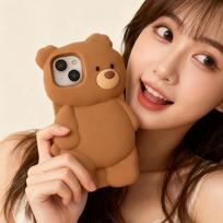 iPhone16PM cartoon cute Barcelona bear apple 15/13/14 promax silicone phone case iPhone16PRO MAX brown