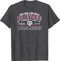 Texas A&M Aggies College Football Playoff CFP 2025-26 T-Shirt 5XL gray