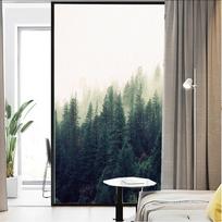 Forest Pattern Privacy Windows Film Window Stickers No Glue Static Cling Frosted Windows Film for Home (as the picture,40x100cm WxH)