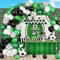 114 Pcs Football Party Balloon Wreath Set, Green White Black Soccer Balloon Arch for Sports Birthday Decorations Indoor Outdoor less