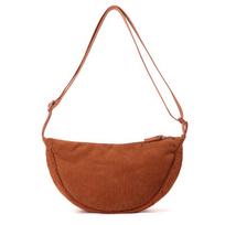 Corduroy Dumpling Crossbody Bag - Lightweight, Versatile Women's Shoulder Bag oranžinė