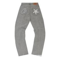 Corteiz Streetwear Denim Jacket With Star Embroidery Distressed Straight Fit Jeans Shorts Men Youth Large