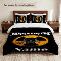 megadeth Personalized Custom Name 3‑Piece Bedding Set Soft Duvet Cover Set For Bedroom Home Decor 135cmx200cm white