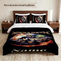 megadeth Personalized Custom Name 3‑Piece Bedding Set Soft Duvet Cover Set For Bedroom Home Decor 135cmx200cm black