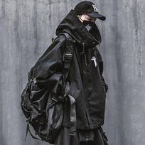Emo Vyriški Japoniški Harajuku Alt Megztiniai Negabaritinis džemperis Ilgas apsiaustas Hip Hop Gotikiniai Apranga Gatvės Apranga Techwear Paltai Viršutiniai Drabužiai XL juoda