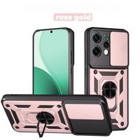 Šarvo dėklas For Oppo Reno 14 Pro 14F 5G Dėklas Stumdomas kameros apsauginis žiedas Laikiklis Telefono dangtelis Reno14 F 14pro 5G Atsparus smūgiams Coque Oppo Reno14 F 5G white