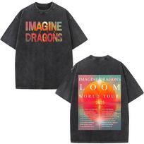 Imagine Dragons Grupės Loom Pasaulinis Turas  Vintažiniai Mados Marškinėliai Unisex Moteriški Gotikiniai Marškinėliai Medvilniniai Harajuku Laisvalaikio skalbti T-shirtai S black