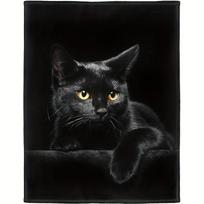 Juodo katino rašto minkštas vilnos pledas - Puikiai tinka visiems sezonams 100X150CM black