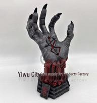 Large Halloween Demon Hand Resin Craft: Berserk God's Ancient Ornament for Home Decoration 14x10x25cm gray