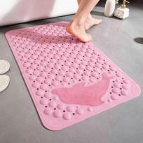 PVC neslystanti dušo kilimėlis su stipriomis siurbtukais, dvipusis neslystantis, su drenažu, masažinis vonios kilimėlis, saugus senjorams ir nėščiosioms 36*70cm rožinė